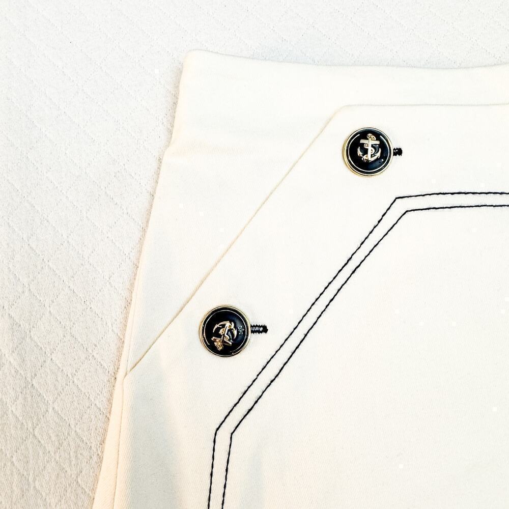 Zara Navy Style Mini Skirt Conference Cream Blue Button Size L NWT - Picture 4 of 6